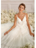 Ivory Glitter Tulle Ruffle Elegant Wedding Dress